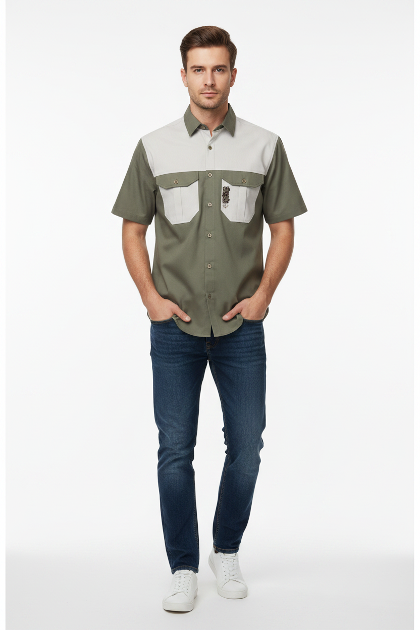 Two Tone Bush Shirt for men