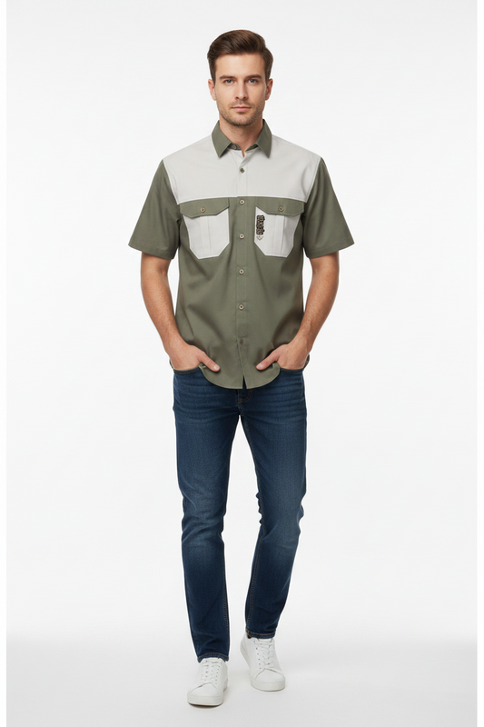 Two Tone Bush Shirt for men