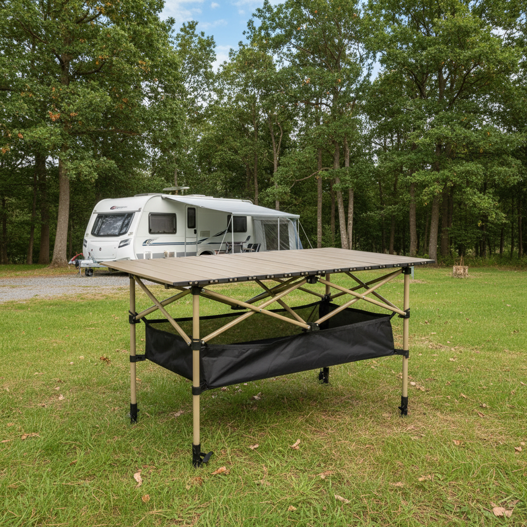Portable aluminum folding camping table