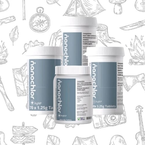 ṅanochlor - 1.25g x 30 80ppm *Portable water disinfectant* effervescent HOCL Tablets