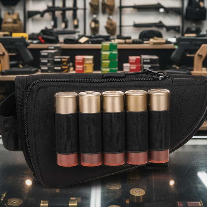 Tactical Butt Stock Pouch Shotgun Rifle Cheek Rest Pad Shell Ammo Holder Pocket